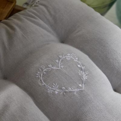 Assise matelassée - TODAY - CHARME Chambray x Petite Broderie - 40 x 40 cm