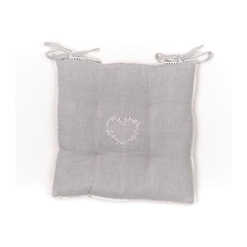 Assise matelassée - TODAY - CHARME Chambray x Petite Broderie - 40 x 40 cm