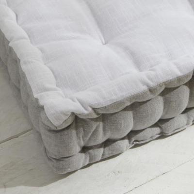 Coussin de sol TODAY CHARME - Slub x Chambray x Broderie Capucine