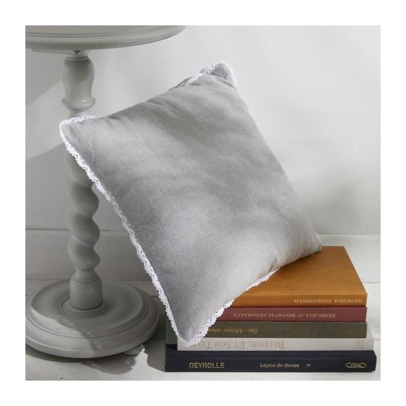 Coussin Charme Chambray x Dentelle Capucine - 40 x 40 cm