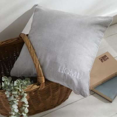 Coussin Charme Chambray x Broderie Capucine - 40 x 40 cm