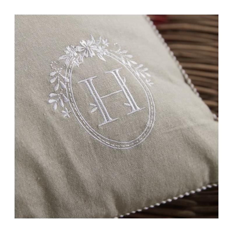 Coussin TODAY CHARME Chambray x Broderie Berenice 40x40 cm