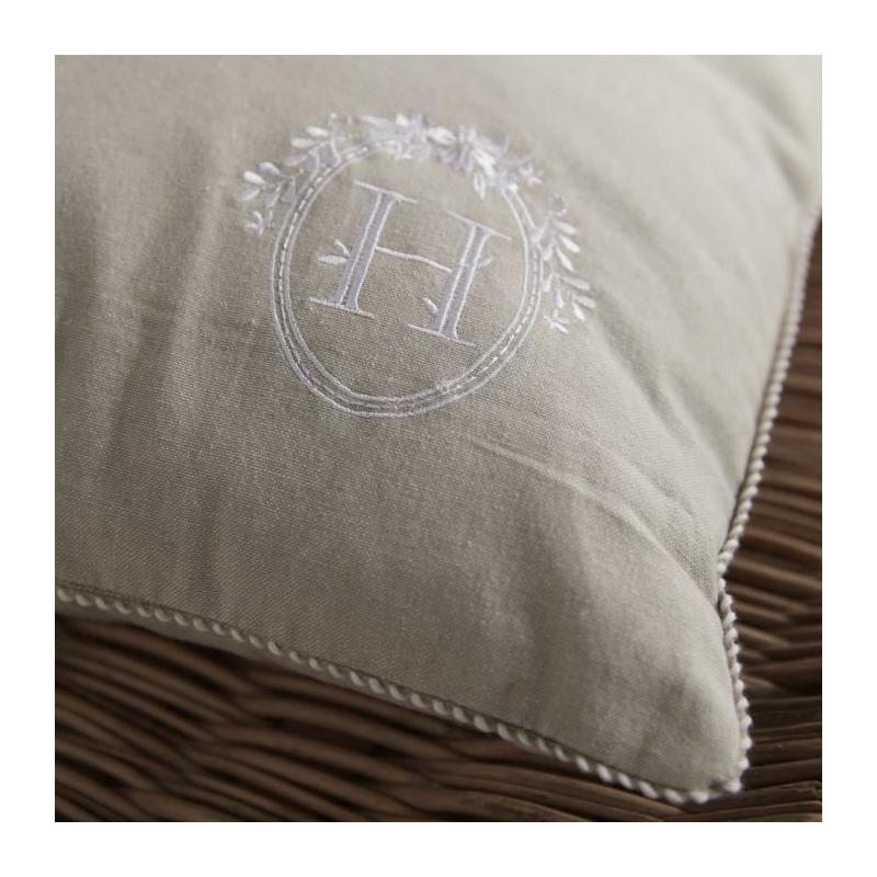 Coussin TODAY CHARME Chambray x Broderie Berenice 40x40 cm