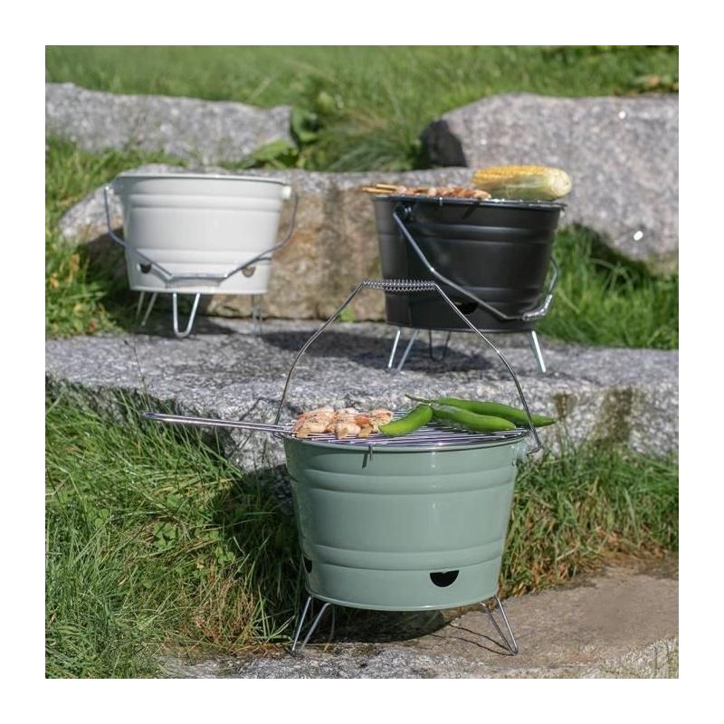 Barbecue à charbon portable - LIVOO - Inox - Ø27 cm - Hauteur 24 cm