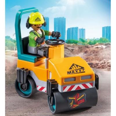 Ensemble ouvriers et rouleau compresseur PLAYMOBIL pour constructions miniatures
