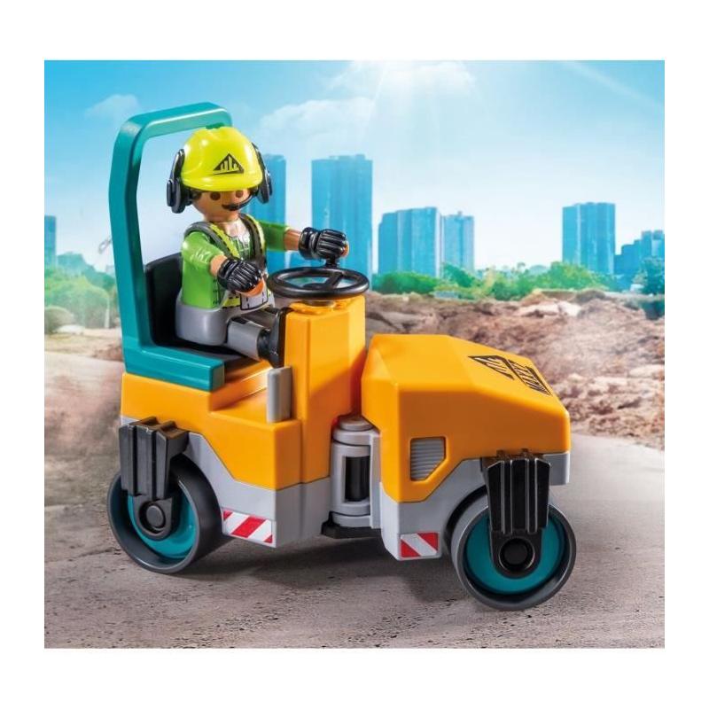 Ensemble ouvriers et rouleau compresseur PLAYMOBIL pour constructions miniatures