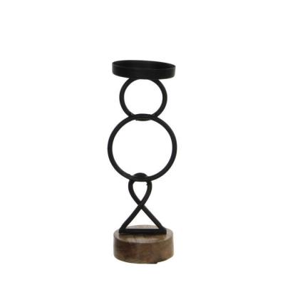 Bougeoir Élégant en Fer Noir - 24 cm de Hauteur