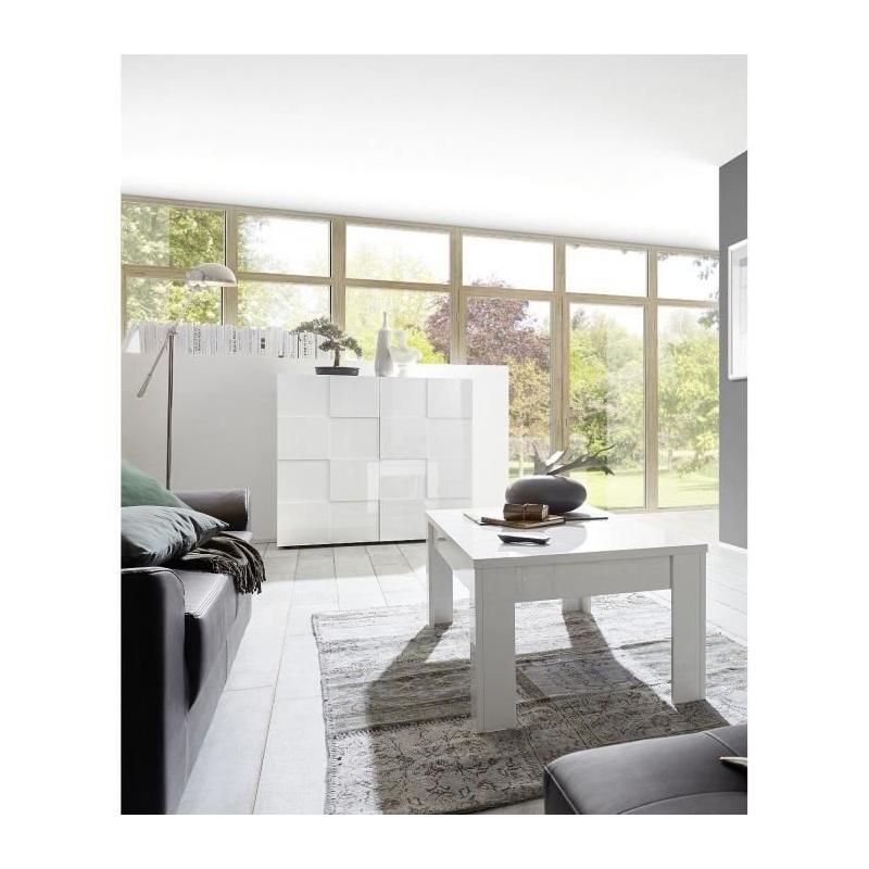 Buffet Milano blanc laqué brillant - 121 x 42 x 111 cm