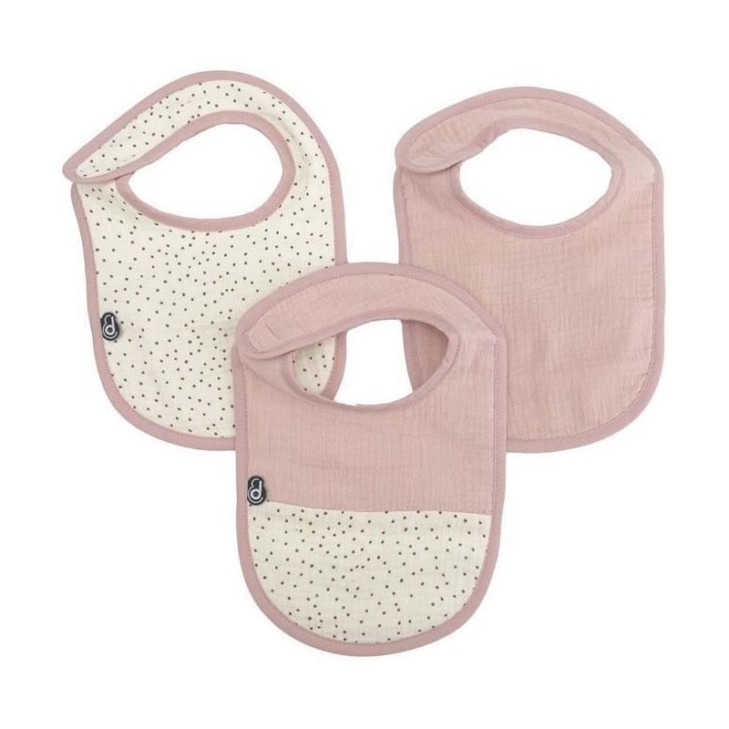Lot x3 Bavoirs DOMIVA 0-6 mois en Gaze de Coton - Vieux Rose