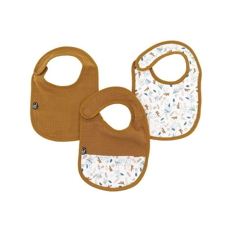 Lot x3 bavoirs en gaze de coton pour bébé - Caramel imprimé - 6-12 mois