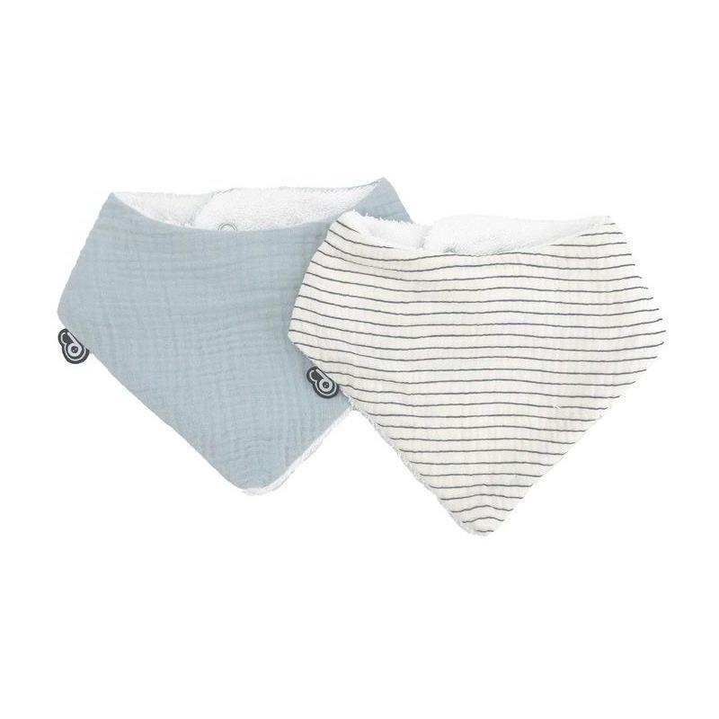 Lot de 2 bavoirs bandana style vintage - Bleu rayé