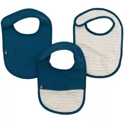 Lot x3 bavoirs DOMIVA - 6-12 mois - Gaze coton - Indigo