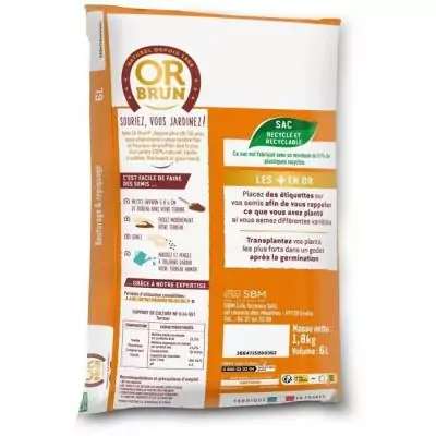 Terreau Semis Bio Brun 6L - Améliore Drainage & Rétention'eau