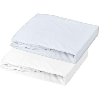 Lot 2 Draps Housse P'TIT DODO Jersey 70x140 cm Blanc/Light Blue