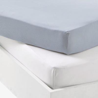 Lot 2 Draps Housse P'TIT DODO Jersey 70x140 cm Blanc/Light Blue