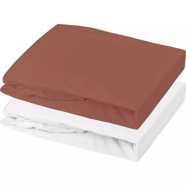 Lot 1 alese + 1 drap housse - P'TIT DODO - 70 x 140 cm - Blanc / Tomette