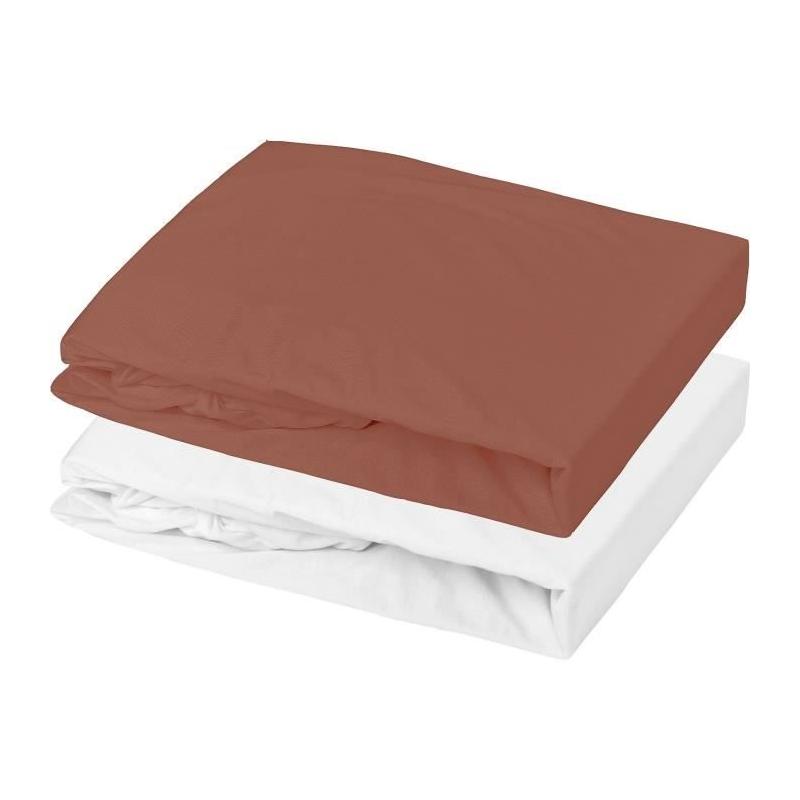 Lot 1 alèse + 1 drap housse - P'TIT DODO - 60 x 120 cm - Blanc / Tomette