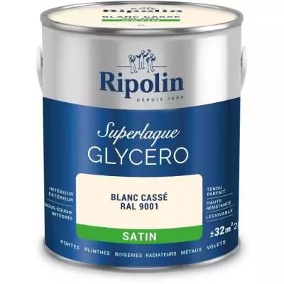 Peinture RIPOLIN Laque glycéro blanc cassé RAL 9001 satin 2 L Peinture RIPOLIN Laque glycéro blanc cassé RAL 9001 satin 2 L
