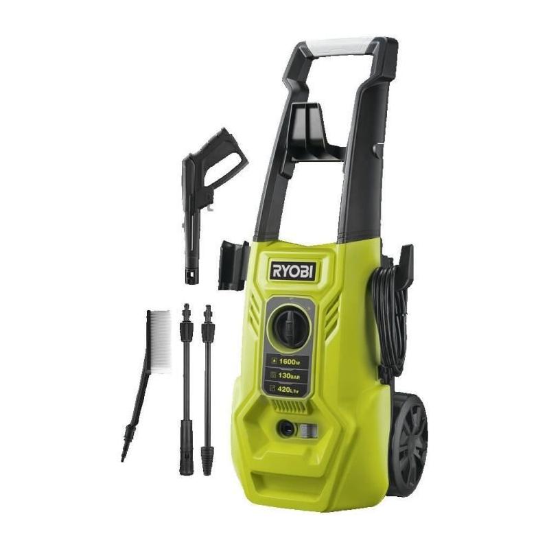 Nettoyeur haute pression RYOBI - 1600W 130 bars - 420L - polyvalent