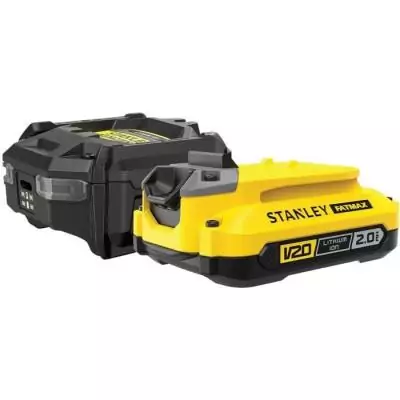 Kit de démarrage STANLEY FATMAX V20 - SFMCB10D1-QW - Chargeur 1,25A + 1 Batterie 18V 2Ah Kit de démarrage STANLEY FATMAX V20 - SFMCB10D1-QW - Chargeur 1,25A + 1 Batterie 18V 2Ah