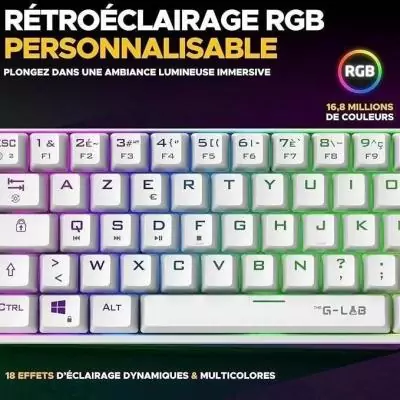 Clavier Gamer sans fil The G-Lab KEYZ TITAN RGB Blanc