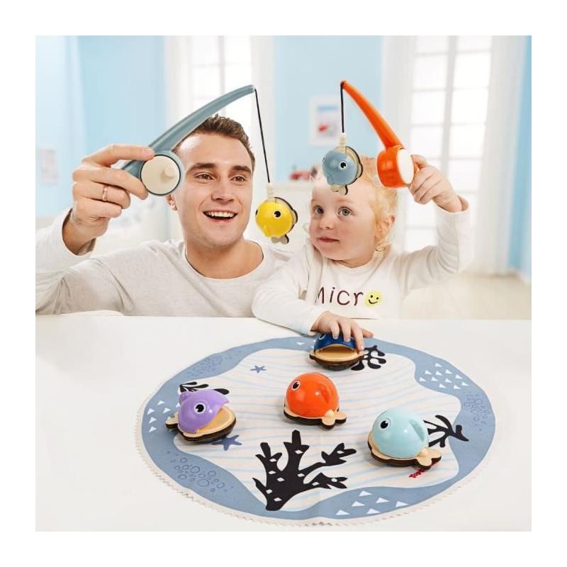 Attrape les Poissons: jeu éducatif 2 ans, 6 poissons magnétiques, 2 cannes à pêche