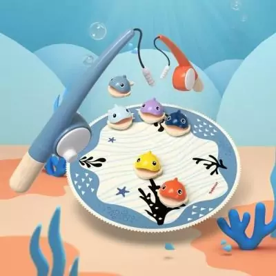 Attrape les Poissons: jeu éducatif 2 ans, 6 poissons magnétiques, 2 cannes à pêche