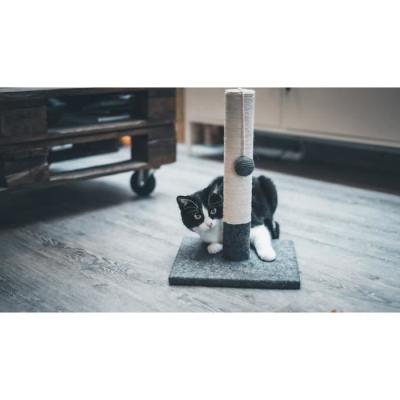 Poteau griffoir pour chat - TYROL - Design simple - Gris et blanc - 42cm