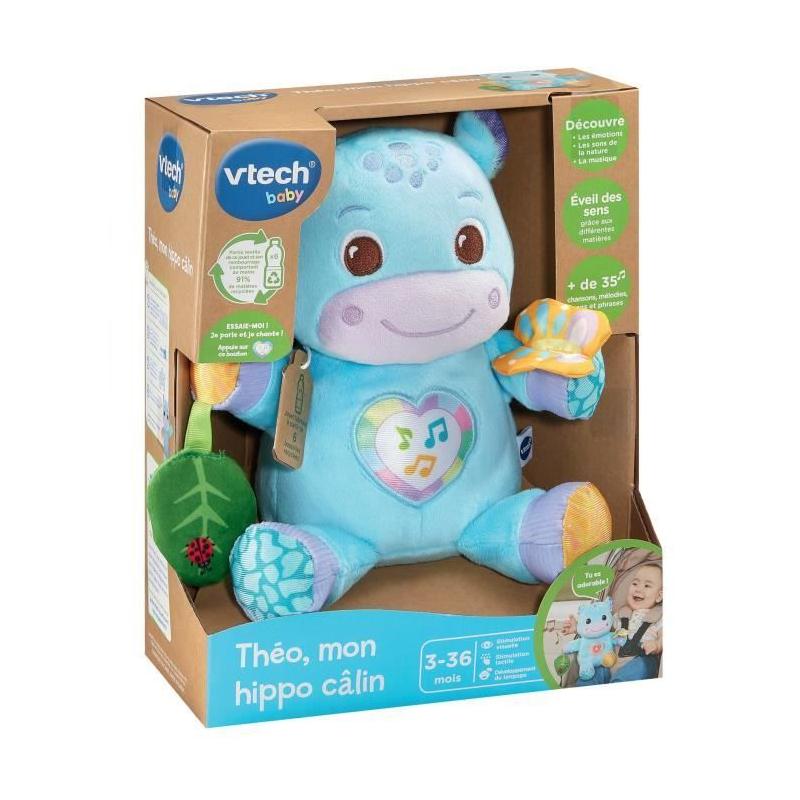 Doudou interactif VTECH THÉO, MON HIPPO CALIN (BOUTEILLES PLASTIQUE RECYCLÉES)