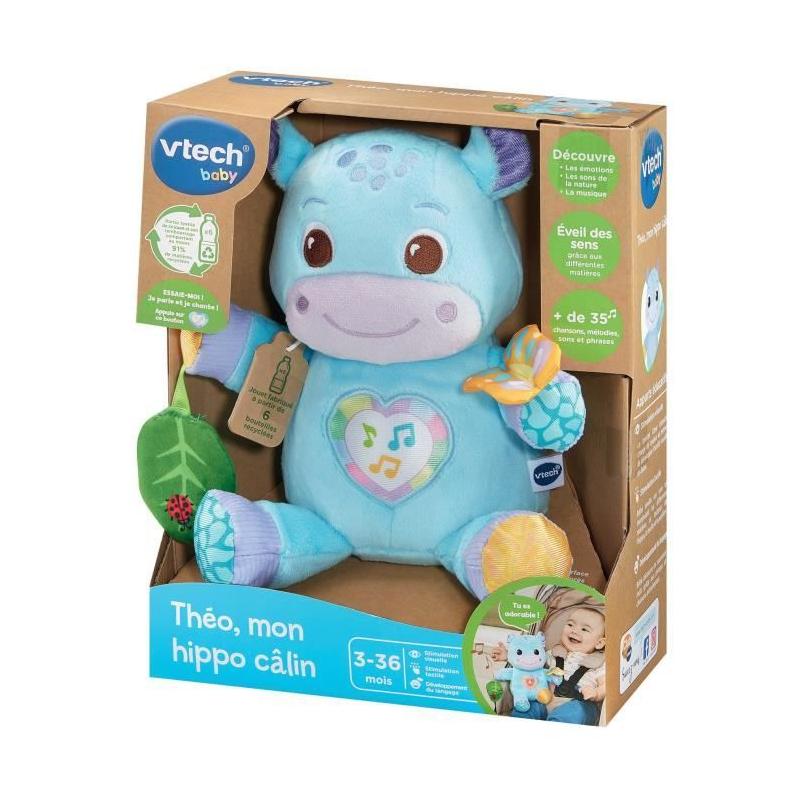 Doudou interactif VTECH THÉO, MON HIPPO CALIN (BOUTEILLES PLASTIQUE RECYCLÉES)
