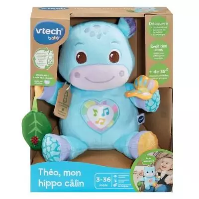 Doudou interactif VTECH THÉO, MON HIPPO CALIN (BOUTEILLES PLASTIQUE RECYCLÉES)