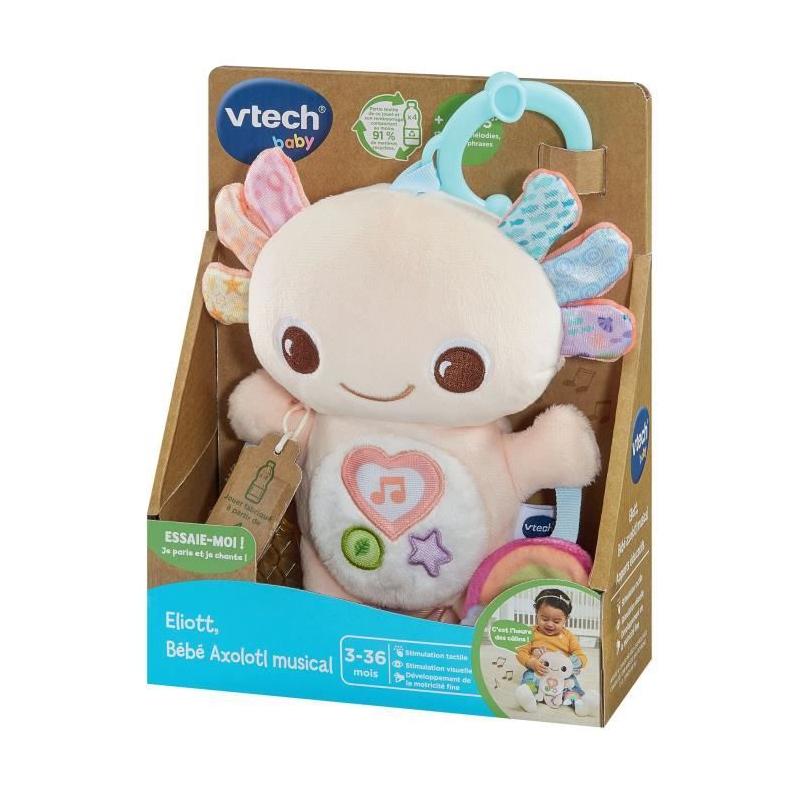 Doudou Musical Vtech Eliott Bébé Axolotl (Recyclage Bouteilles)
