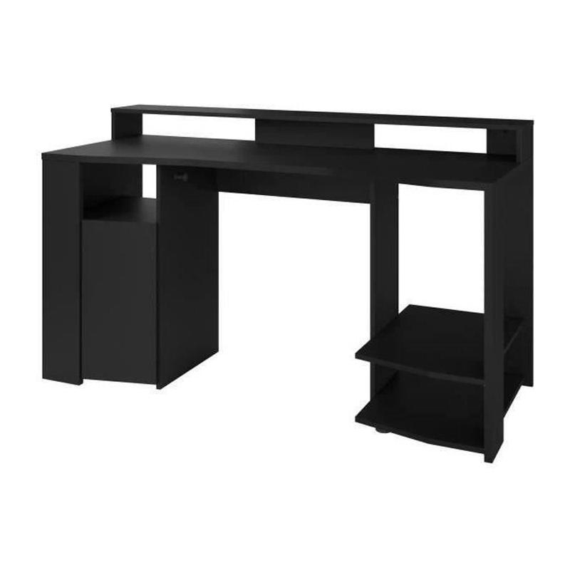 Bureau gaming LED noir - L152 x P61,5 x H86,7 cm - Grande zone de jeu