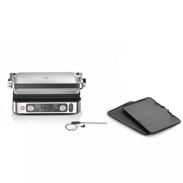 Grill multifonctions - BRAUN - Multi Grill 9 Pro - 2200 W - 3 positions de chauffe - Noir / Acier