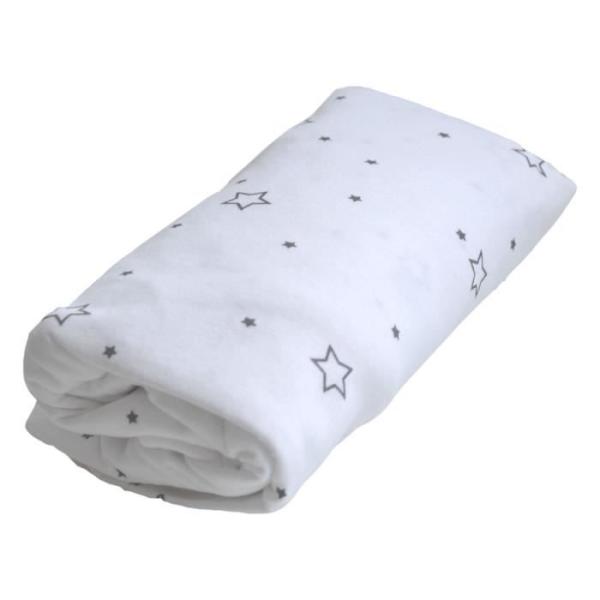 Drap housse imperméable - DOMIVA - 60 x 120 cm - Blanc imprimé étoiles gris