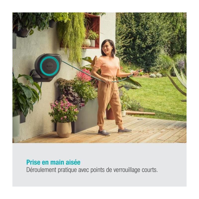 Dévidoir Mural Automatique 15m - Pour un Jardin bien Rangé