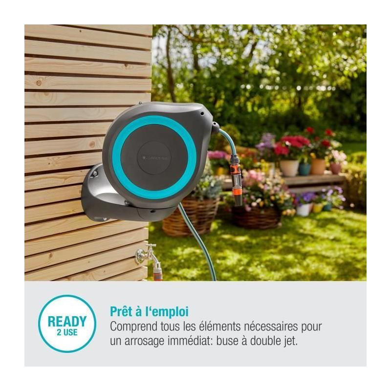 Dévidoir Mural Automatique 15m - Pour un Jardin bien Rangé