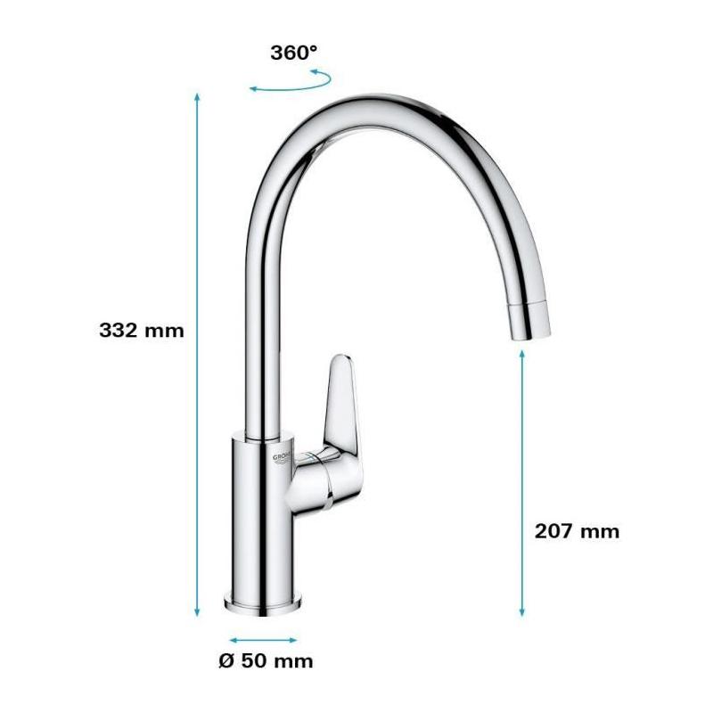 Robinet de cuisine GROHE - Design moderne en métal chromé