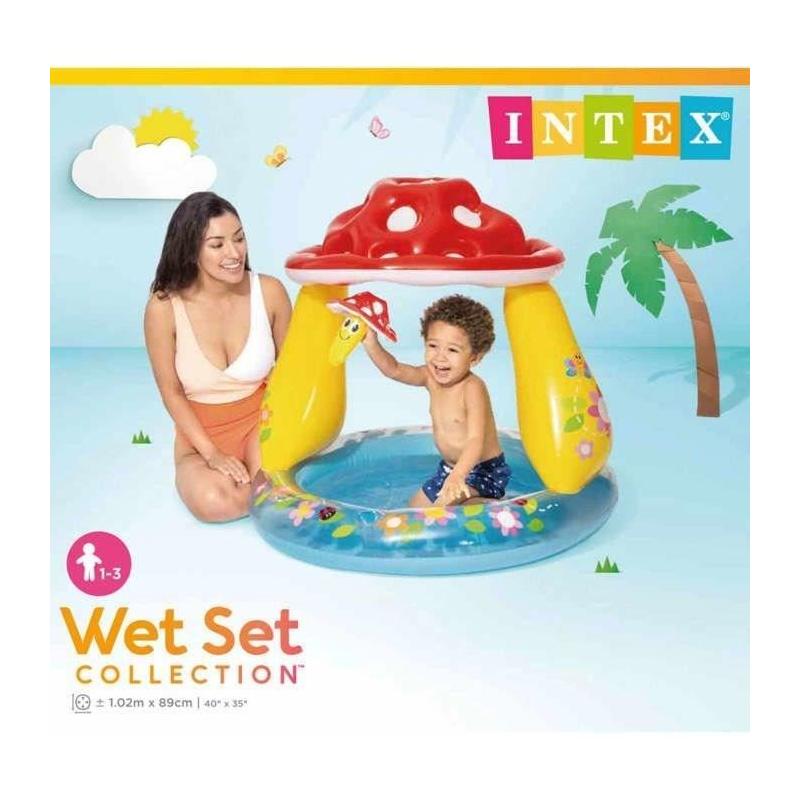 Piscine gonflable enfant INTEX - Pataugeoire champignon - Jeu d'eau amusant
