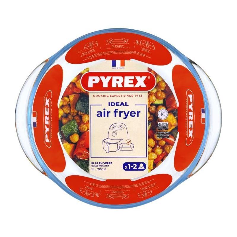 Plat air fryer PYREX 20 cm en verre borosilicate