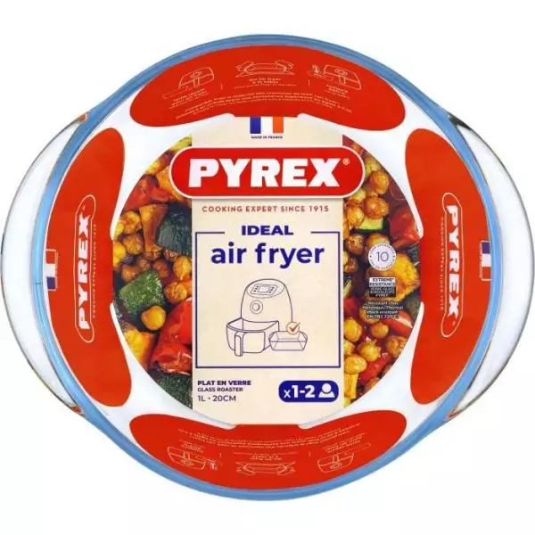 Plat air fryer - PYREX - 1450140 - Rond - En verre borosilicate - 20 cm