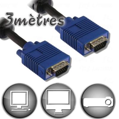 Câble VGA HD15 Mâle / Mâle - 3m pour des connexions vidéo de qualité