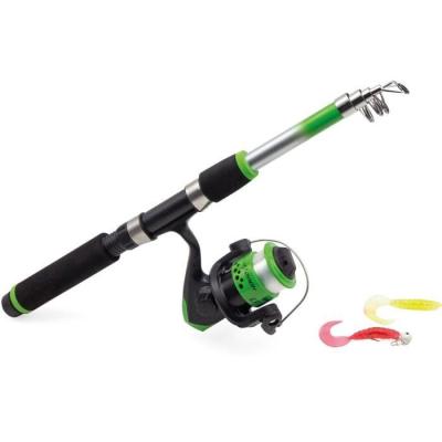 Pack pret a pecher - Canne télescopique + moulinet + 2 leurres souples - 1,50 m - EASY FISH