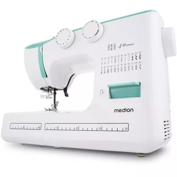 Machine a Coudre - MEDION - SM 60 - 62W - 24 Points + Points Doubles - 700 tr/min - LED - Turquoise