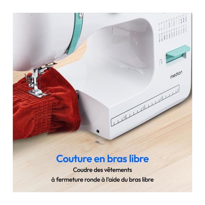 Machine a Coudre MEDION SM 60 - 62W - 24 Points - LED - Turquoise