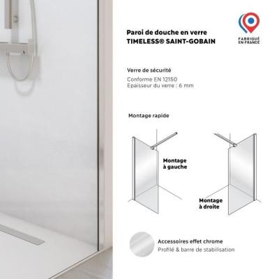 Paroi de douche AURYS BALEARES - Verre clair 6 mm - L.198 x l.100 cm