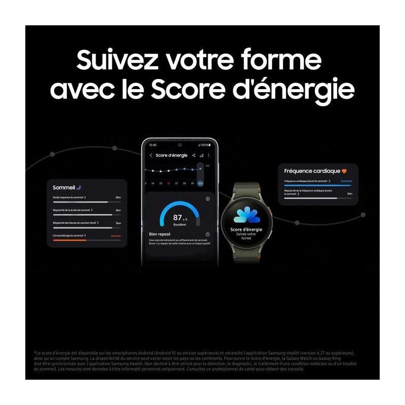 Montre connectée Samsung Watch7 44mm Vert Kaki : le must-have intelligent!