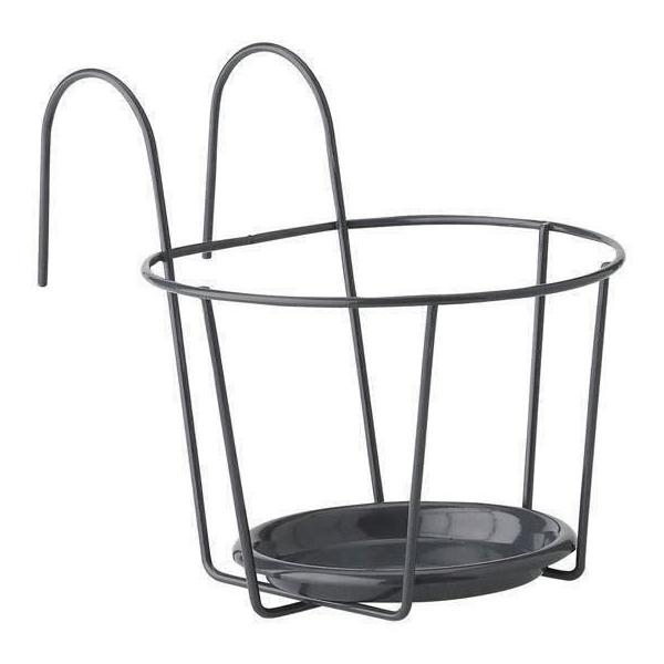 Porte Pot Balcon - GARDEN ID - 21 cm Anthracite - Taille Optimale - Design Élégant - Support Sûr