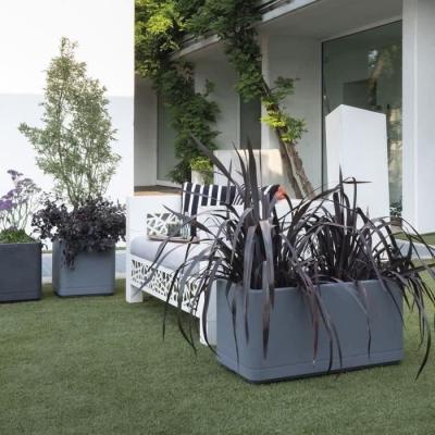 Jardinière Muret Cosmo DEROMA 78 cm Gris Cendré - Réserve d'eau