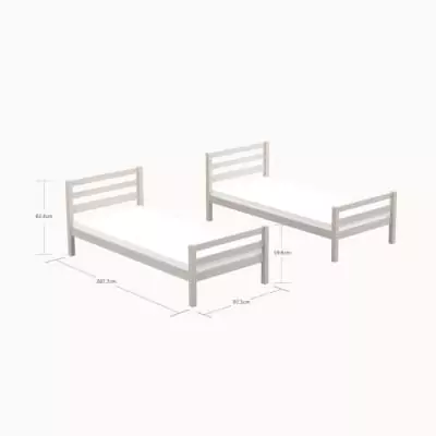 Lits superposés séparables enfant - Pin massif blanc - 2x90x200 cm